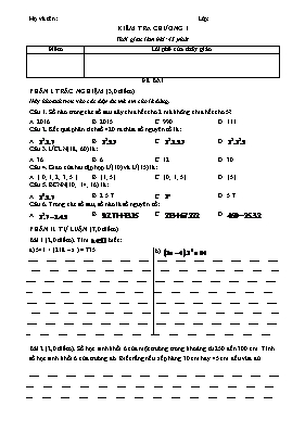 Toán học 6 - Kiểm tra chương I